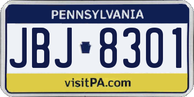 PA license plate JBJ8301