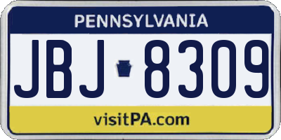 PA license plate JBJ8309