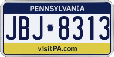 PA license plate JBJ8313