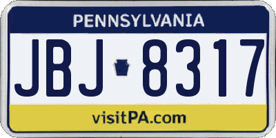 PA license plate JBJ8317