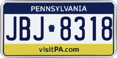PA license plate JBJ8318