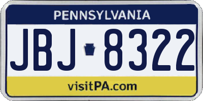 PA license plate JBJ8322