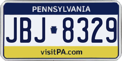 PA license plate JBJ8329