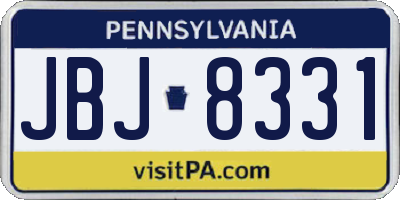 PA license plate JBJ8331