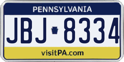 PA license plate JBJ8334