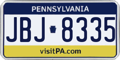 PA license plate JBJ8335