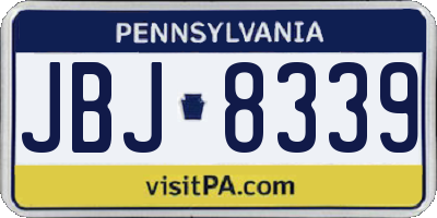 PA license plate JBJ8339