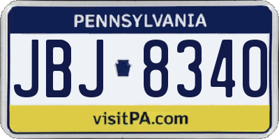PA license plate JBJ8340