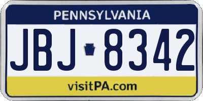 PA license plate JBJ8342
