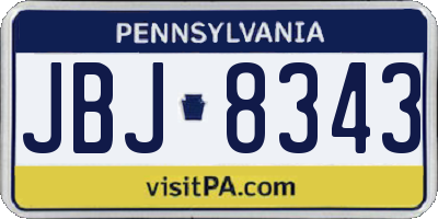 PA license plate JBJ8343