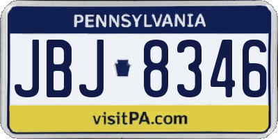 PA license plate JBJ8346