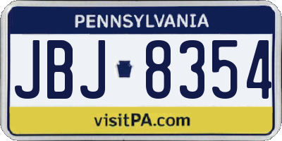 PA license plate JBJ8354