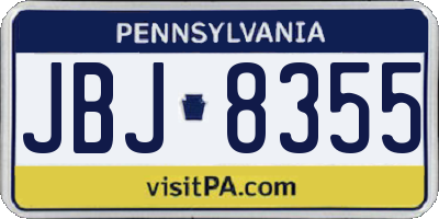 PA license plate JBJ8355