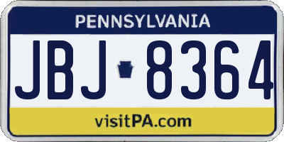PA license plate JBJ8364