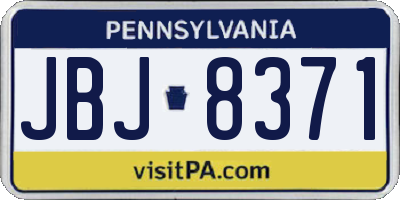 PA license plate JBJ8371