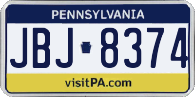 PA license plate JBJ8374