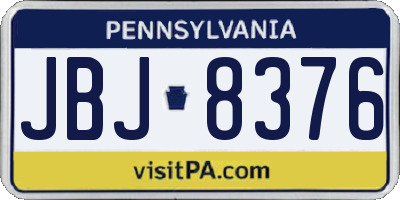 PA license plate JBJ8376
