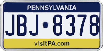 PA license plate JBJ8378