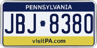 PA license plate JBJ8380