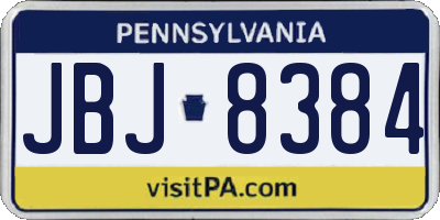 PA license plate JBJ8384