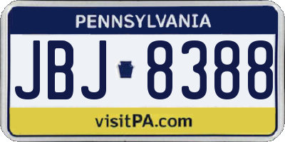 PA license plate JBJ8388
