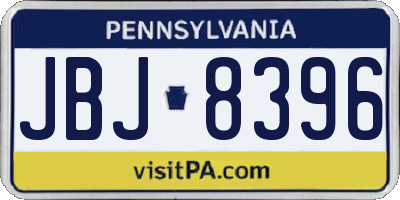 PA license plate JBJ8396