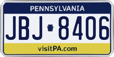 PA license plate JBJ8406
