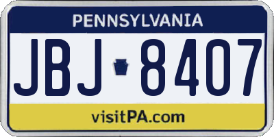PA license plate JBJ8407