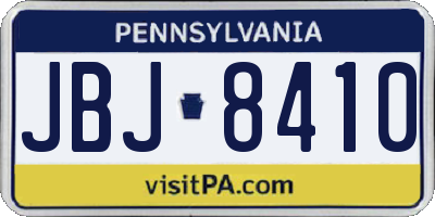 PA license plate JBJ8410