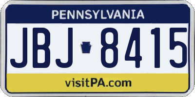 PA license plate JBJ8415