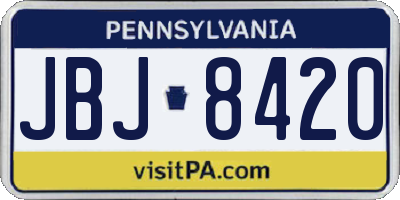 PA license plate JBJ8420