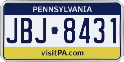 PA license plate JBJ8431