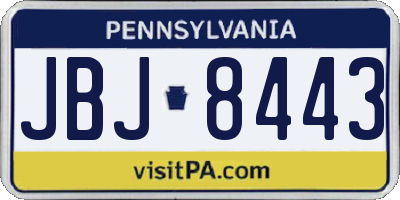 PA license plate JBJ8443