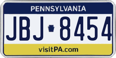 PA license plate JBJ8454