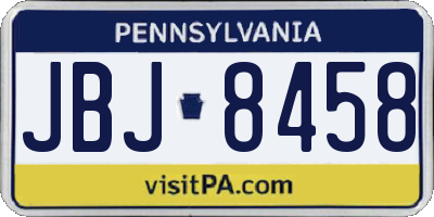 PA license plate JBJ8458