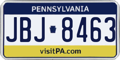 PA license plate JBJ8463