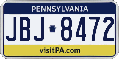 PA license plate JBJ8472