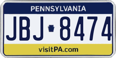 PA license plate JBJ8474