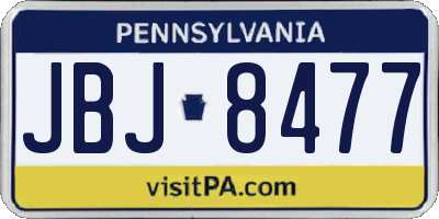 PA license plate JBJ8477