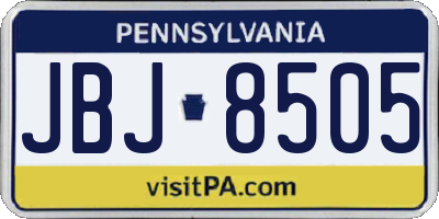 PA license plate JBJ8505