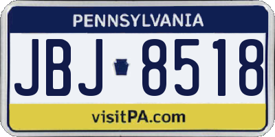 PA license plate JBJ8518