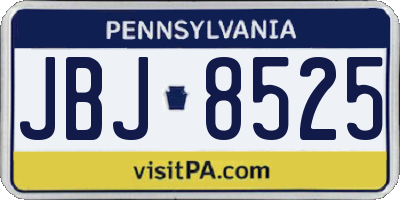 PA license plate JBJ8525