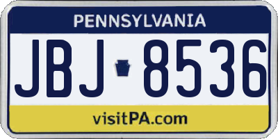 PA license plate JBJ8536