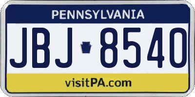 PA license plate JBJ8540