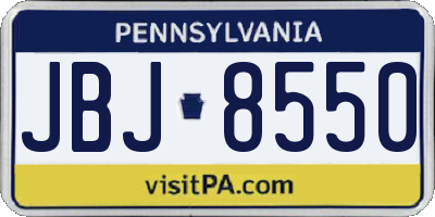 PA license plate JBJ8550