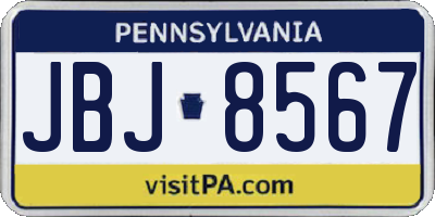 PA license plate JBJ8567