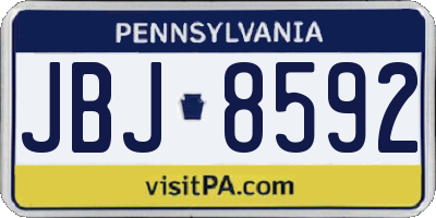 PA license plate JBJ8592