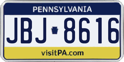 PA license plate JBJ8616