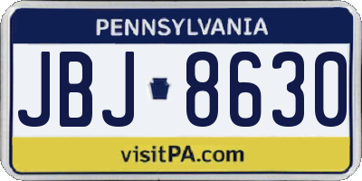 PA license plate JBJ8630