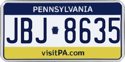 PA license plate JBJ8635